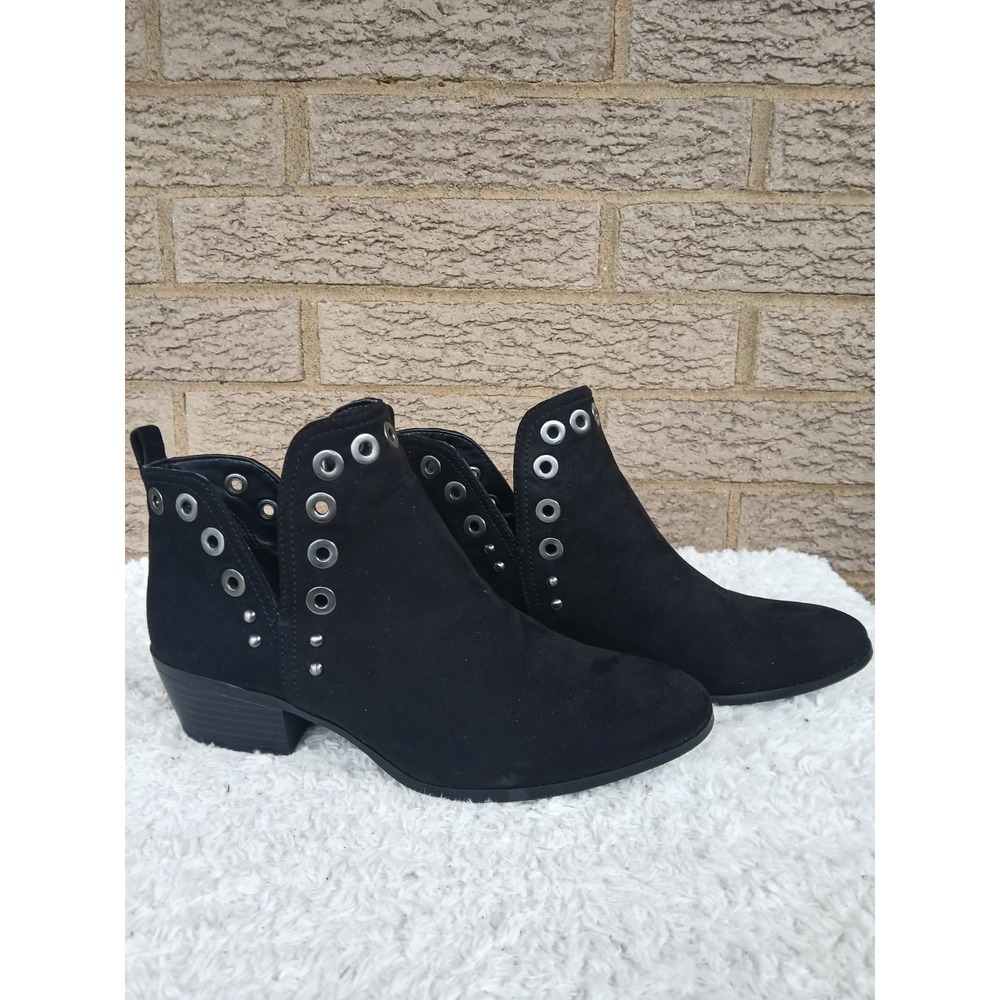 Sam Edelman Circus Women's Black Seude Booties Silver Grommets Sz 6